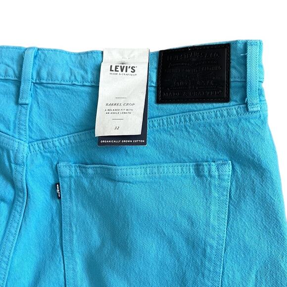 NEW Levi's Made Crafted Barrel Crop Women’s Jeans Blue Mist Sz 32 Organic Cotton - Picture 14 of 14